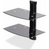 StarTech.com Dual Floating Wall-Mounted AV Shelves, Adjustable Height Shelf For Under TV, Organize A/V Equipment On Black Tempered Glass Shelves - Police - pro komponenty audio/video - hliník, ocel, p