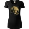 Albert Einstein so slúchadlami - Dámske tričko z organickej bavlny Origin (GOTS) - XL ( Čierna )