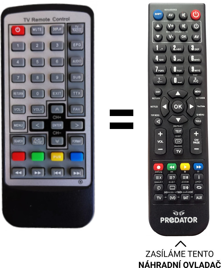 Diaľkový ovládač Predátor TV-box DVB-T2