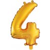 JUNIOR narodeninový balón, 32in 81cm, zlatý, číslo 4