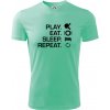 Stolný tenis - eat sleep - Pánske tričko Fantasy športové - S ( Mätová )