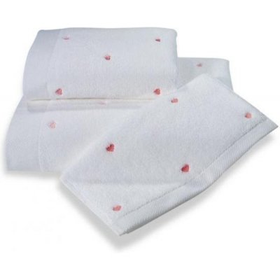 Soft Cotton Malý ručník Micro love 30 x 50 cm bílá růžová srdíčka