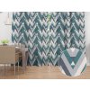 Biante Zamatový záves Tamara TMR-026 Zeleno-sivý designový cik-cak 145x230 cm