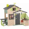 Domček Priateľov s meteorologickou sadou Friends House Evo Playhouse Life Smoby a kuchynským posedením v natur farbách rozšíriteľný