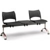 Plastová lavica čierna Visio LC9291C - podnož chromovaná, 2-miestna + stolík