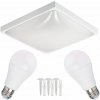 ECOLIGHT LED stropné svietidlo 2xE27 štvorcové biele + 2x E27 10W neutrálna biela žiarovka