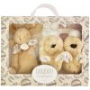 Darčeková sada pre bábätko Slipper Gift Set Beige Lapin Doudou et Compagnie papučky a zajačik na maznanie béžová 15 cm v darčekovom balení od 0 mes