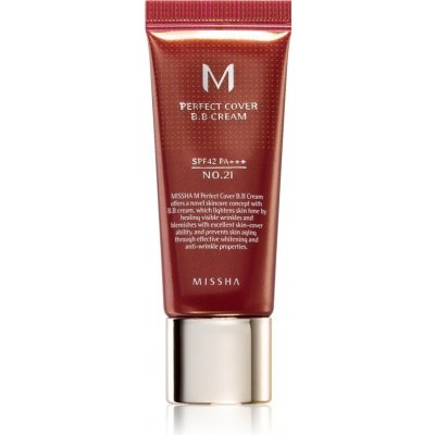 Missha M Perfect Cover BB krém s veľmi vysokou UV ochranou malé balenie odtieň No. 21 Light Beige SPF 42/PA+++ 20 ml