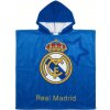 Real Madrid FC Detské plážové pončo Real Madrid s kapucňou, modré, 55 × 115 cm