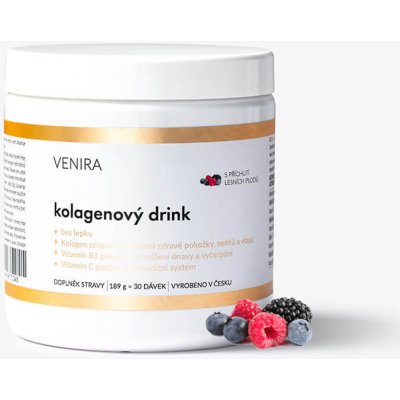 VENIRA kolagénový drink pre vlasy, nechty a pleť, lesné plody, 189 g lesné plody, bravčový kolagén, 189 g
