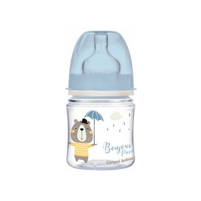 Canpol babies fľaša sa širokým hrdlom Bonjour Paris modrá 120ml