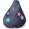 Sablio Sedací vak Pear Hviezdy na modrej - 140 x 100 x 25 cm