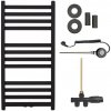 CERANO - Kúpeľňový radiátorový set Fulgidus - kombinované vykurovanie, wifi tyč - bočné jednobodové pripojenie - 503W - čierna matná - 880x430 mm CER-663700