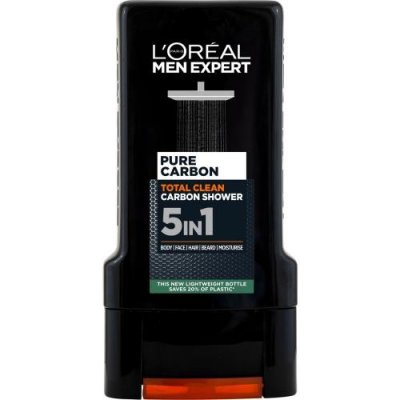 L'Oréal Paris Men Expert Pure Carbon 5in1 sprchovací gél na telo, vlasy, tvár a bradu 300 ml pre mužov