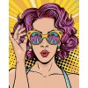 Diamantové maľovanie Diamondi - POP-ART ŽENA S RUŽOVÝMI VLASMI, 40x50 cm, vypnuté plátno na rám (604895B)