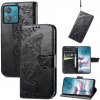 Peňaženkové kožené puzdro Butterfly Love na Motorola Edge 40 Neo - Čierna