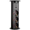 Interex design Automatická výsuvná elektrická zásuvka MORGAN SCHUKO 3x230V + 2xUSB A+C / Čierna matná