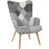 Nábytek Pegas Křeslo ušák Helsinki šedý patchwork