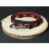 Palkar vodítko z popruhu pre psov 150 cm x 16 mm černo-červená s labkami (Palkar vodítko z popruhu pre psov 150 cm x 16 mm černo-červená s labkami)
