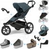 Set 10v1 Thule Urban Glide 3 Dark Slate s magnetickou sponou + madlo + vanička Tinted Taupe + pláštenky a moskytiéry Thule + Autosedačka Thule Maple Mid blue s ISOFIX základňou Thule Alfi a adaptérmi