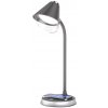 Stolová lampa IMMAX LED Finch s Qi nabíjaním šedá so striebornými prvkami (08972L)