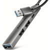 AXAGON HUE-STA, 4x USB ALU STRIP hub, 1x USB-A 5Gbps, 2x USB-A & 1x USB-C 480Mbps, kábel USB-A 12cm Axagon