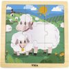 VIGA Dřevěné puzzle Ovečky, 9 dílků