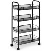 MODERNHOME Kovový regál na kolieskach LADY so 4 zásuvkami čierny