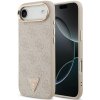 Guess PU Leather 4G Strass Triangle Logo Gold Frame MagSafe zadný kryt pre iPhone Air Pink