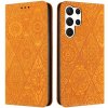 Peňaženkové kožené puzdro Ethnic na Samsung Galaxy S24 Ultra 5G - Žltá