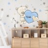 INSPIO Nálepka Samolepka na stenu - Medvedík so svetlomodrým srdiečkom 110x90 hviezdy a oblaky, samolepky s menom, medvede a sovy modrá, krémová, plnofarebný motív