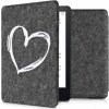 Puzdro KW Mobile Felt Brushed Heart - KW5626003 - pre Amazon Kindle Paperwhite 5 (2021) - tmavo šedé (KW Mobile obal na Amazon Kindle Paperwhite 5 (2021), AutoSleep, motív Felt Brushed Heart, tmavo še