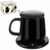 Súprava elektrický ohrievač 18 W, hrnček 400 ml s viečkom a lžička - čierna