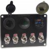 Panel s 5x spínačmi + 2x USB/Voltmeter a CL zásuvka, 12/24V (47180)