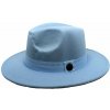 Pánsky svetlomodrý fedora klobúk – elegantný plstený model (Pánsky svetlomodrý fedora klobúk – elegantný plstený model)