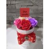 Mydlový flower box 5 ruží mix Pani učiteľke červený
