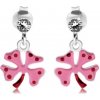 Šperky eshop - Náušnice zo striebra 925, štvorlístok s ružovou glazúrou, červené bodky PC15.15