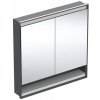 Geberit ONE Zrkadlová skrinka s LED osvetlením, 90x90x15 cm, 2 dvierka, s nikou, vstavaná, matná čierna 505.823.00.7