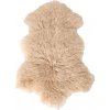 Dekoračná kožušina, pravá ovčia koža, 100 × 70 cm, béžová