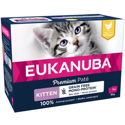 Eukanuba Adult bez obilnín kuracie Kitten 24 x 85 g