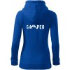 Camper nápis - Mikina dámska trendy zipper s kapucňou - M ( Kráľovská modrá )