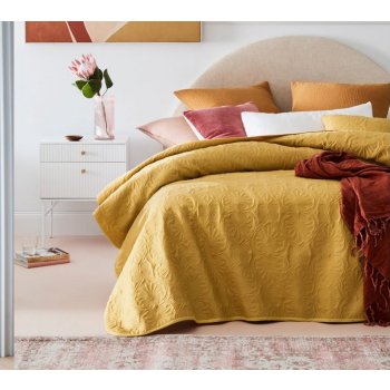 Prehozynapostel přehoz na postel vzorovaný žltej farby 220 x 240 cm
