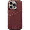 Mujjo Full Leather Wallet kožené s kapsou na karty iPhone 15 Pro - vínové