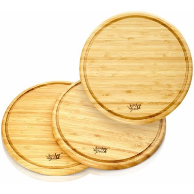 Klarstein 3-dielna súprava bambusových raňajkových dosiek, okrúhle, 25 x 1,6 cm (ØxV), jednoduchá údržba (BW-10191-001)