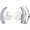 Silvego Strieborné náušnice ADELINA s bielou prírodnou perlou a Brilliance Zirconia LPS0608EKLW