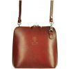 Kožená malá dámska crossbody kabelka hnedá