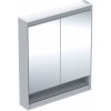 Geberit ONE Zrkadlová skrinka s LED osvetlením, 75x90x15 cm, 2 dvierka, s nikou, biela 505.832.00.2