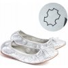 Wojtyłko 5ba22013 prelamované balerínky dievčenské balerínky poltopánky strieborná