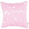 mimmo.cz Obliečka na vankúš s menom a medvedíkom - hvězdy - světle růžová