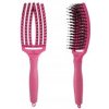 Olivia Garden Finger Brush kefa na vlasy masážna 6-radová stredná Hot pink
